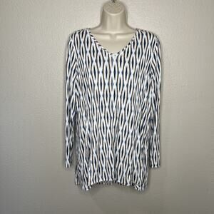 Chico's ZENERGY Pattern Long Sleeve V neck High low Blouse Medium